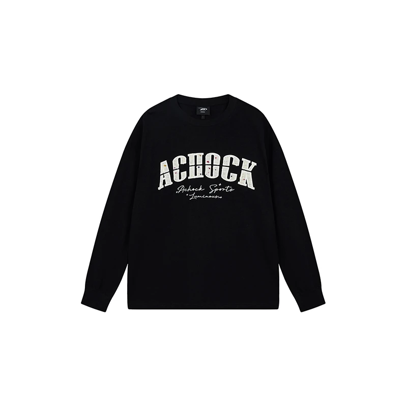 【Achock官方店】潮牌新款logo刺绣打底上衣美式高街圆领长袖T恤