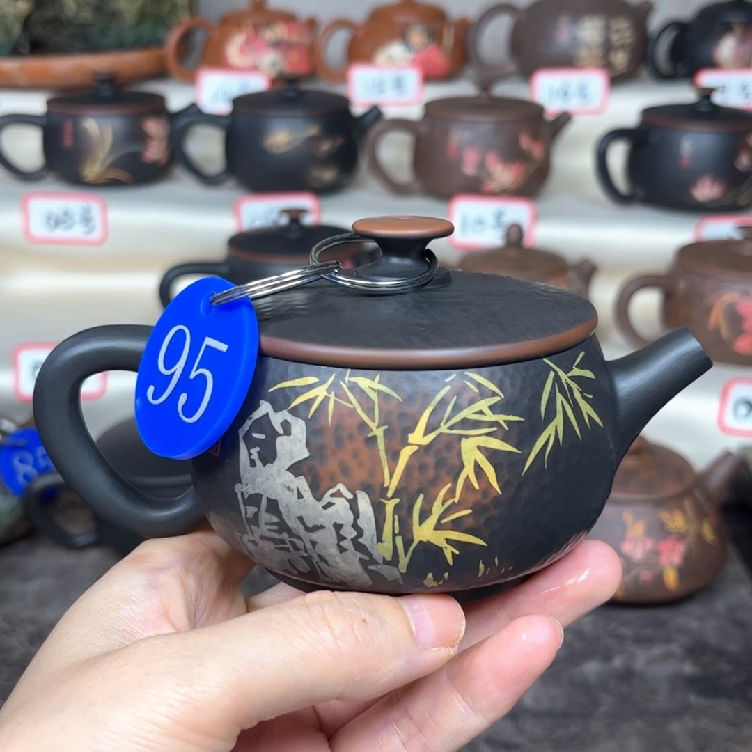 175毫升纯手工锤纹刻填大口