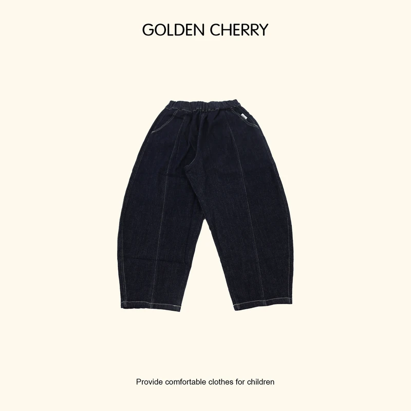 【Golden cherry】儿童丹宁色中竖线休闲牛仔裤083338