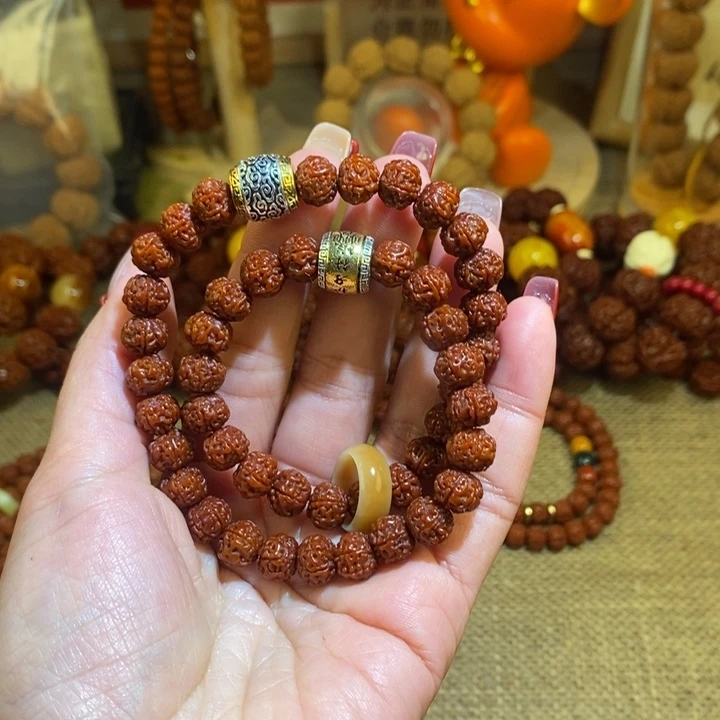 金刚菩提手串95玉华双圈银饰跑环