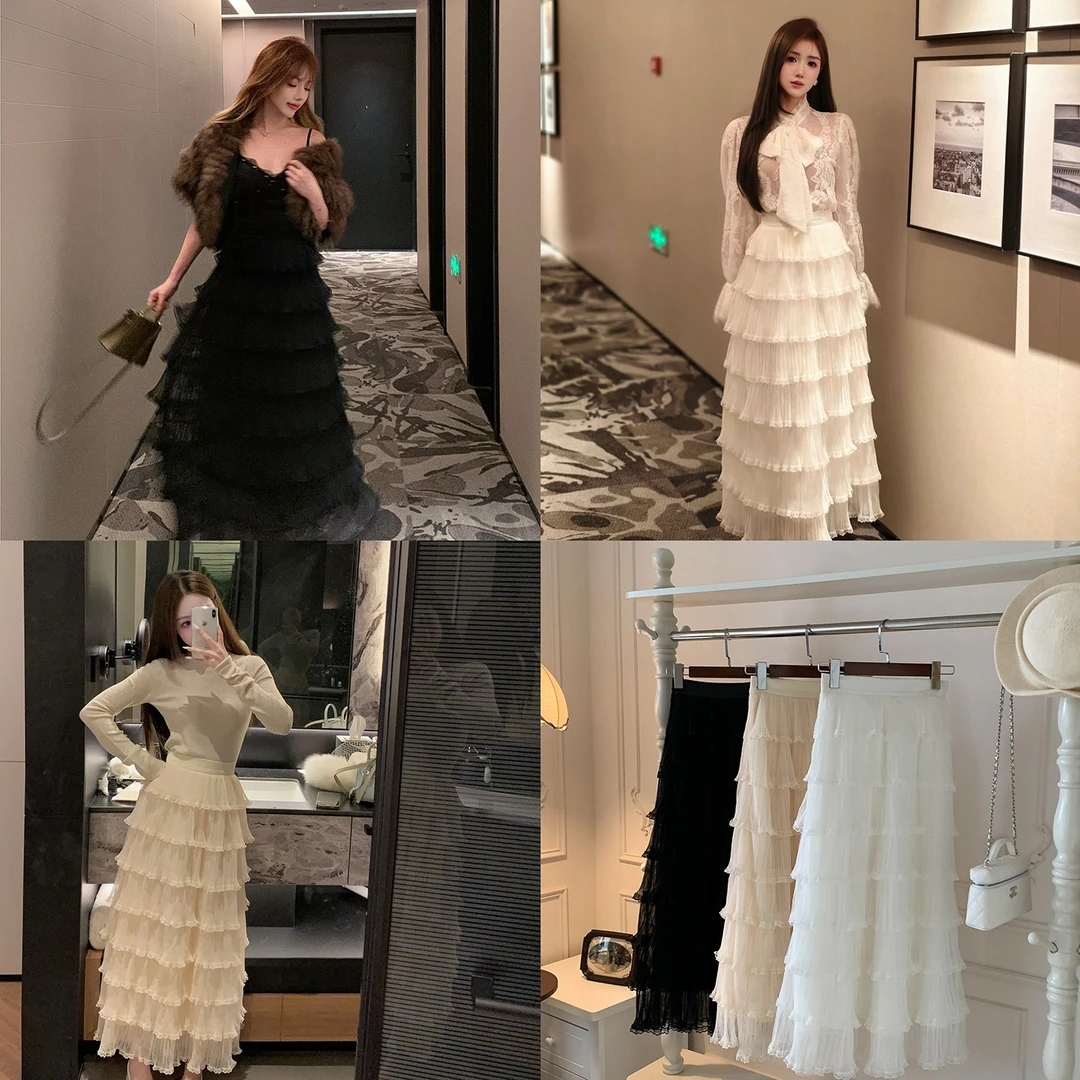 冰冰来了丨【空气仙仙裙】纯欲少女感蛋糕半裙百搭高腰A字长裙27394