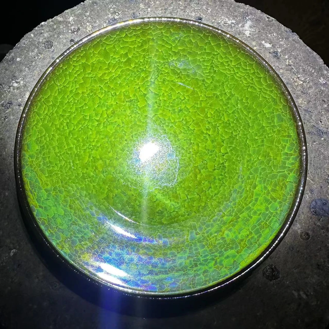 帝王绿冰裂陶瓷主人杯