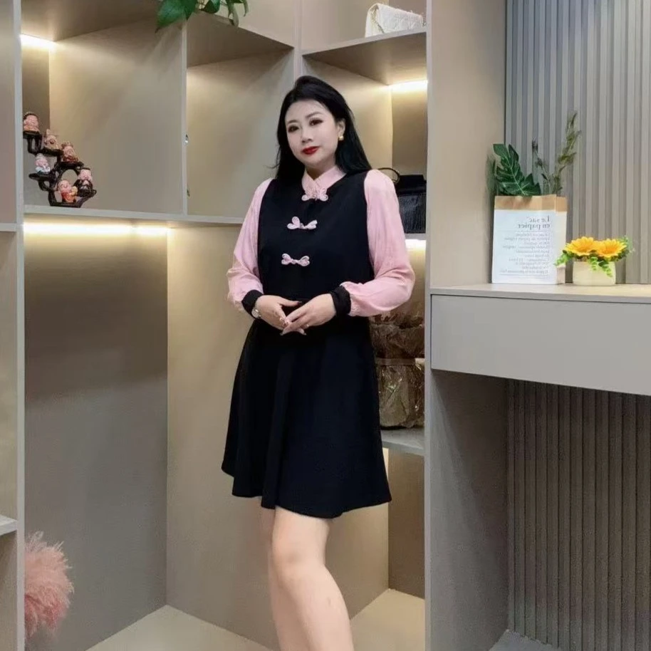 冬季连衣裙-檬 9373时尚潮流轻奢风印花收腰显瘦胖MM大码女装新款