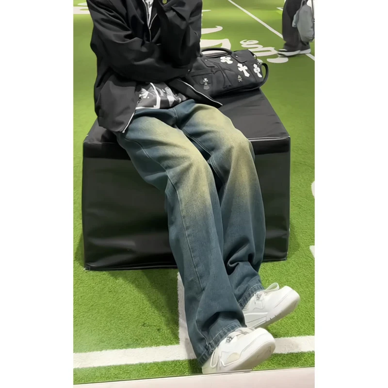 欧美高街vibe牛仔裤男款秋冬季潮流直筒宽松水洗休闲百搭复古裤子