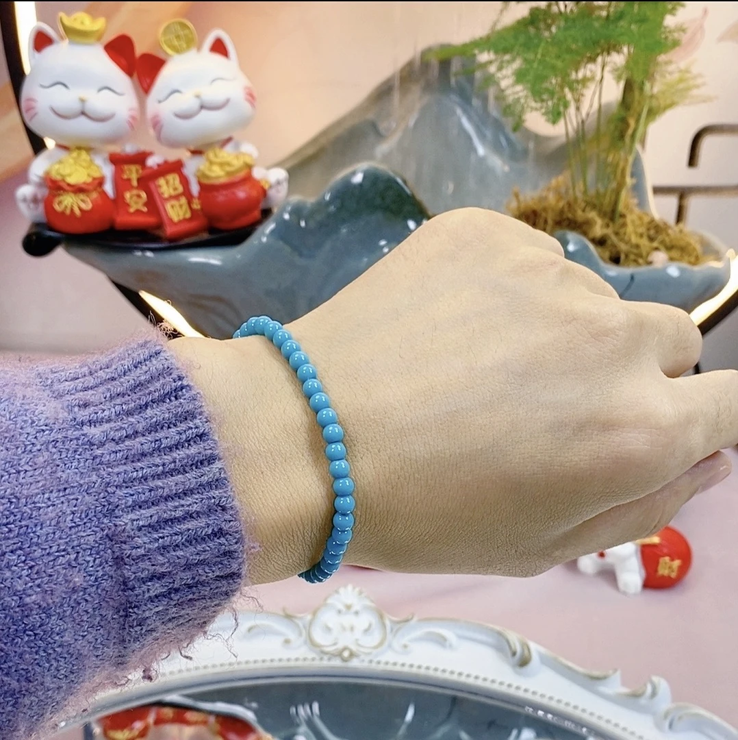 902孔蓝卡小珠4MM手工串珠DIY手串女