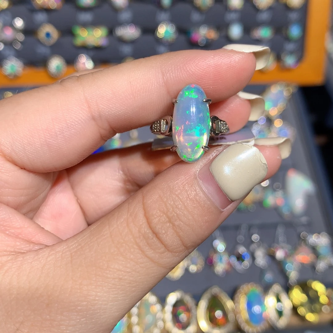 银S925镶嵌欧泊欧泊戒指l