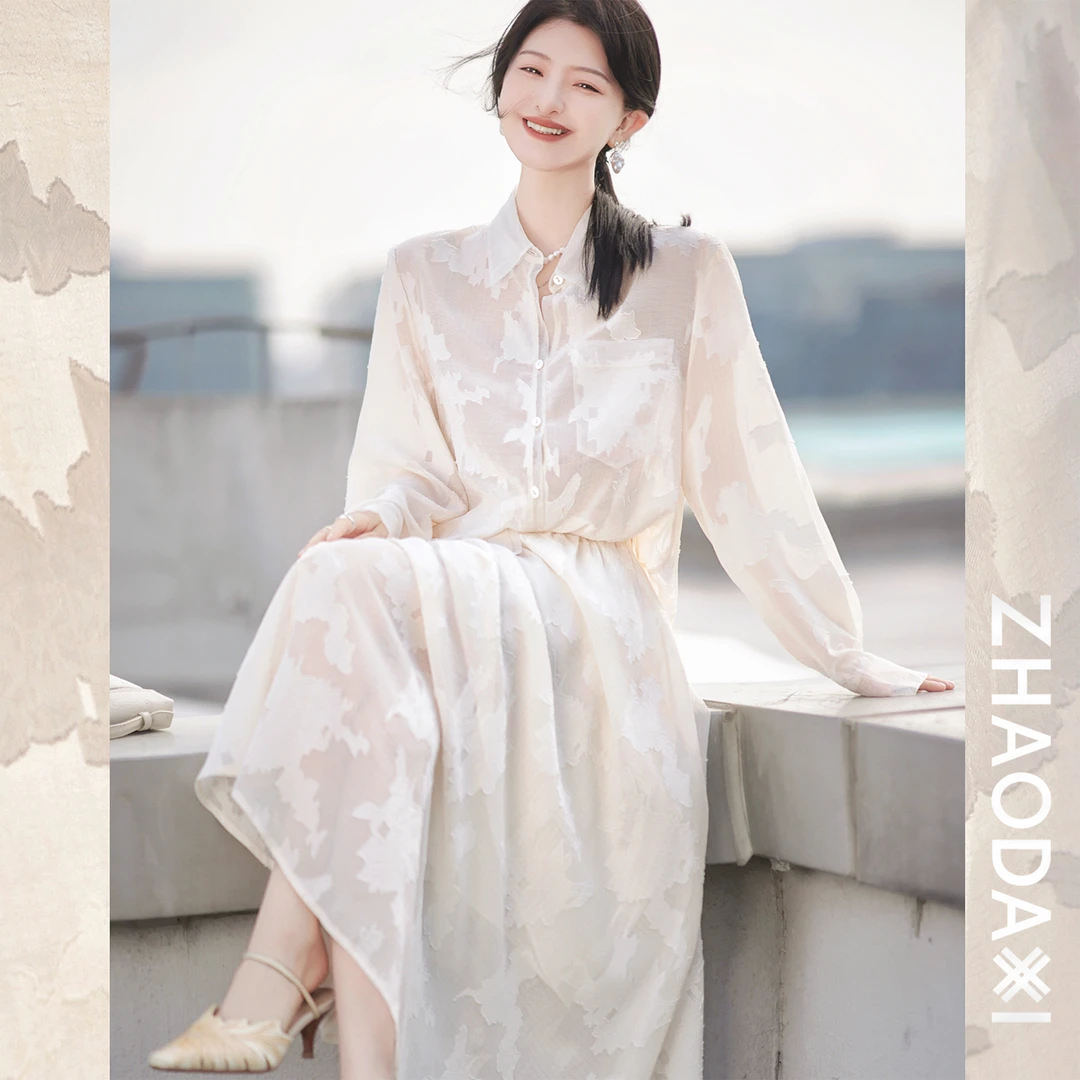 【赵大喜】现货！神仙姐姐套装 | 翻领衬衫+松紧腰半裙/浪漫温柔