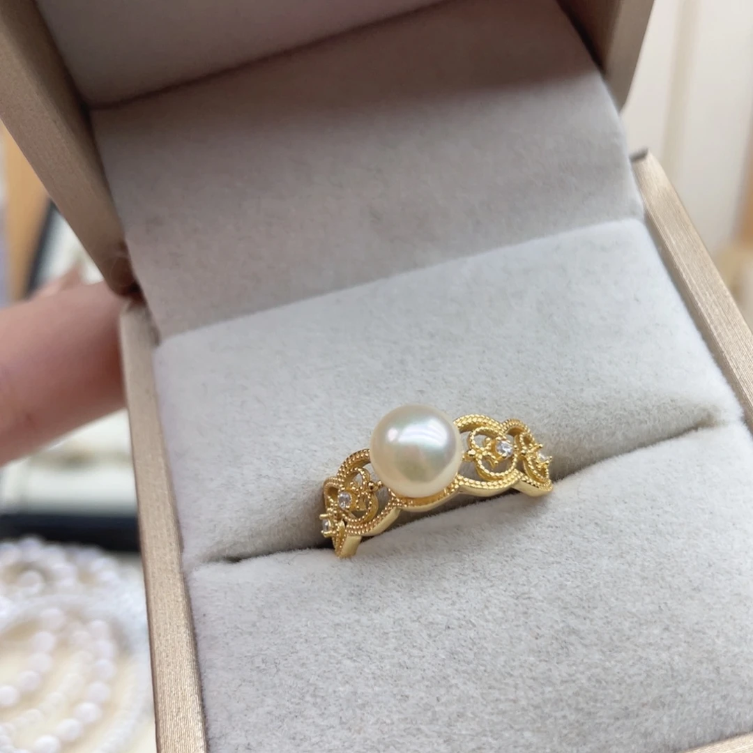 海水珍珠戒指银S925镶嵌D31