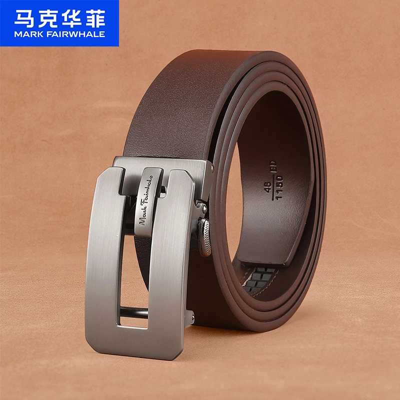 马克华菲皮带男士真皮男款腰带新款商务休闲棕色裤带牛皮官方正品