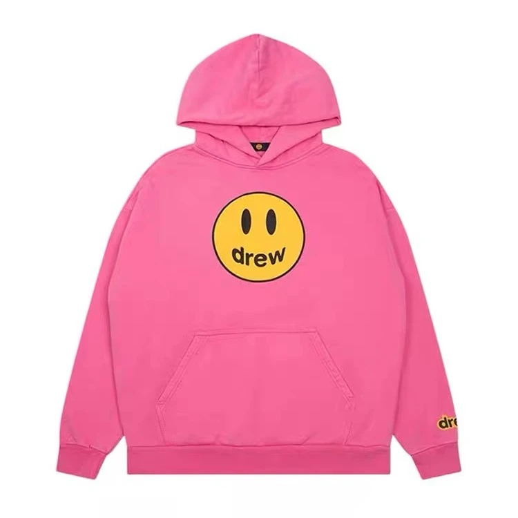 drew house mascot笑脸印花套头连帽卫衣 男女同款情侣款 粉色