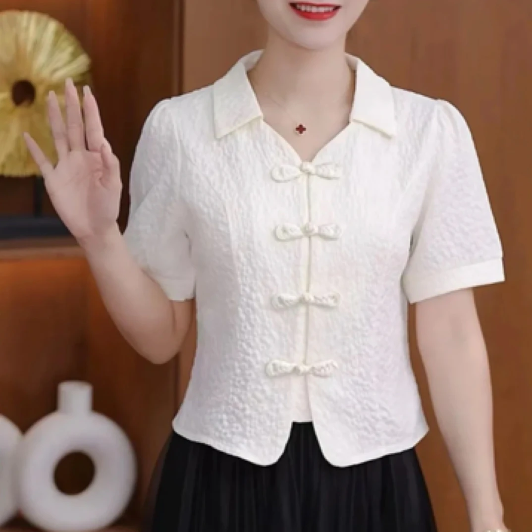 【现货-运费险】女式国风盘扣短袖新款立领休闲复古开衫