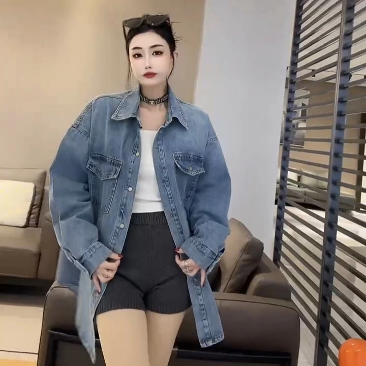 刘亦菲同款复古时尚牛仔衬衫女长袖宽松休闲百搭显瘦外套潮流韩版