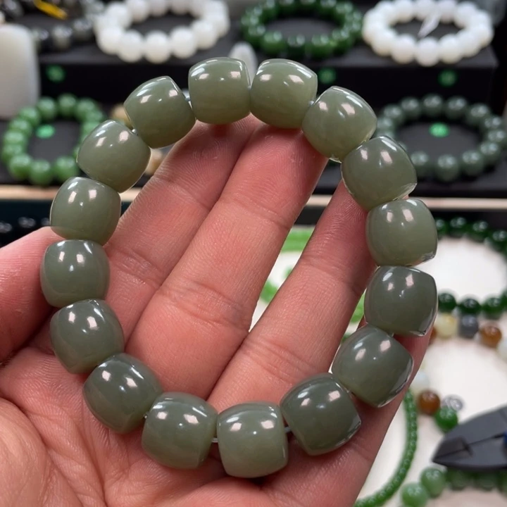 手串未镶嵌和田玉新疆且末蓝卡14直切