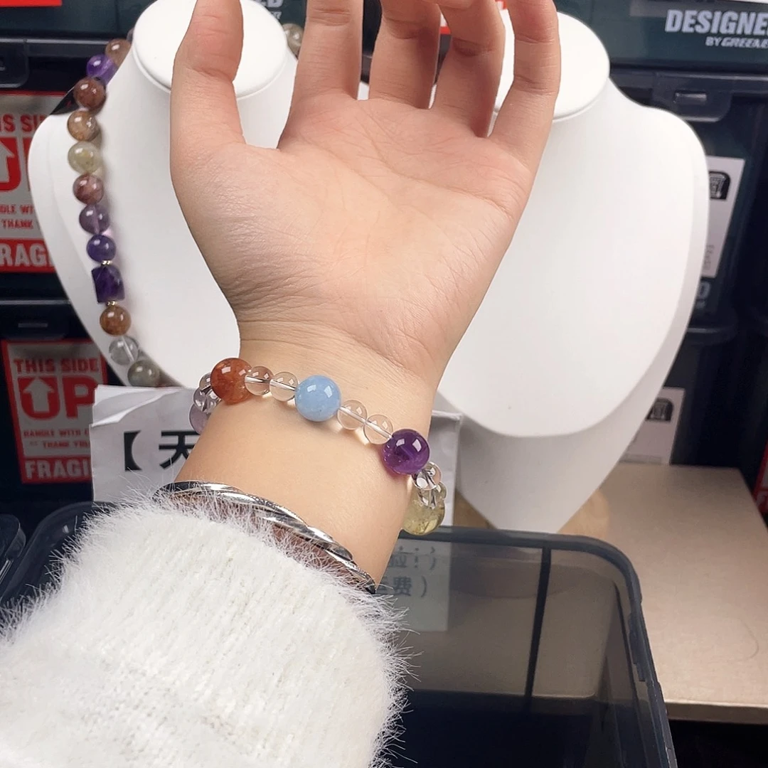 烟晶银S925镶嵌手链