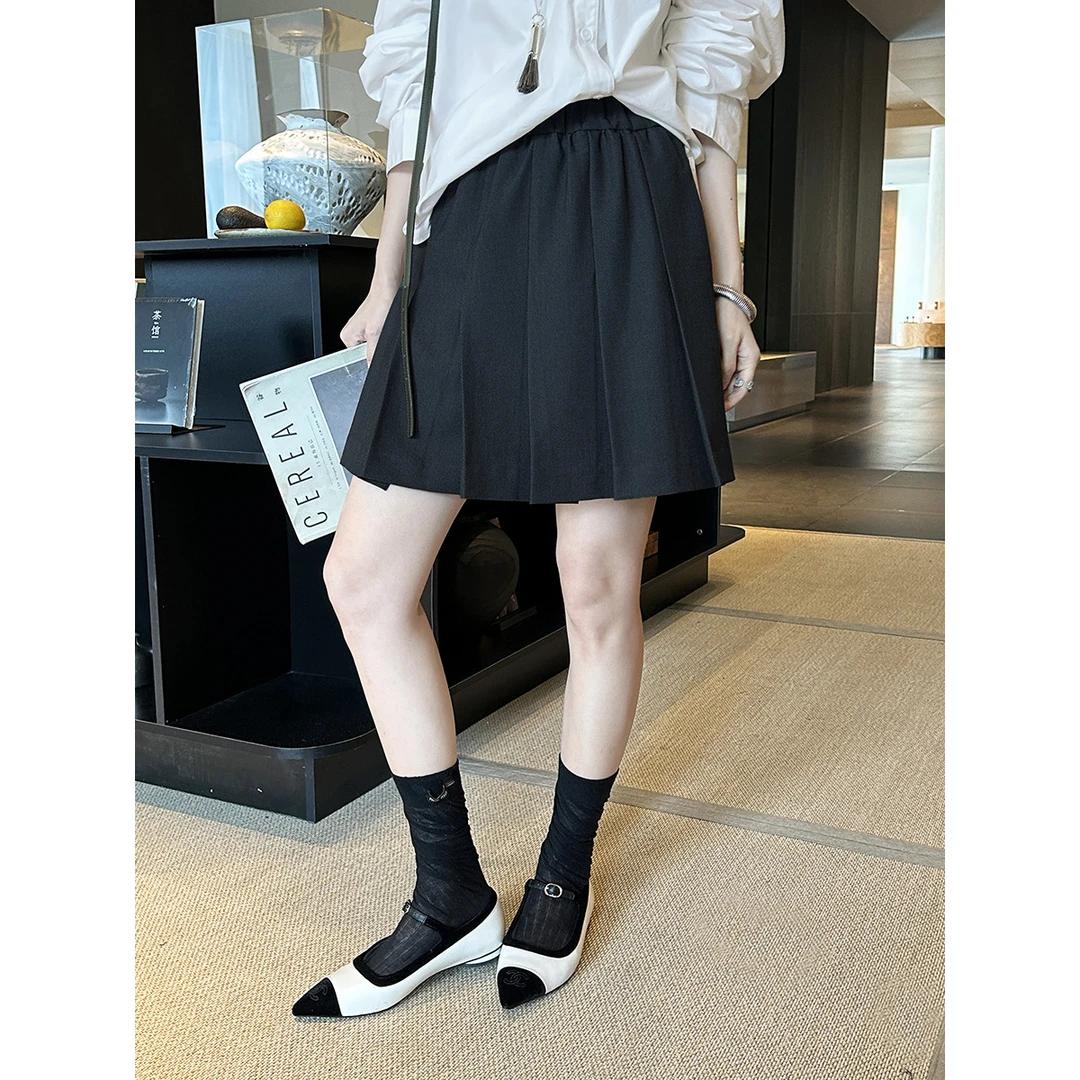秋新款法式肌理斜纹通勤百搭百褶秋冬半身裙裙女短裙裙子