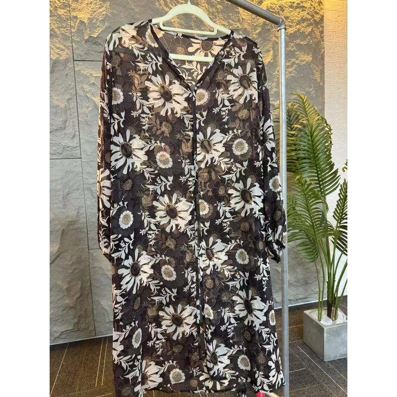 531高级感太阳花开叉中长款上衣时尚百搭宽松夏款