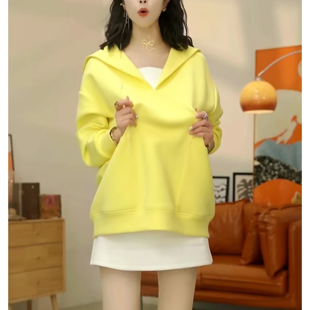 2025秋季新款炸街高级感假两件卫衣女时尚洋气休闲简约百搭上衣女