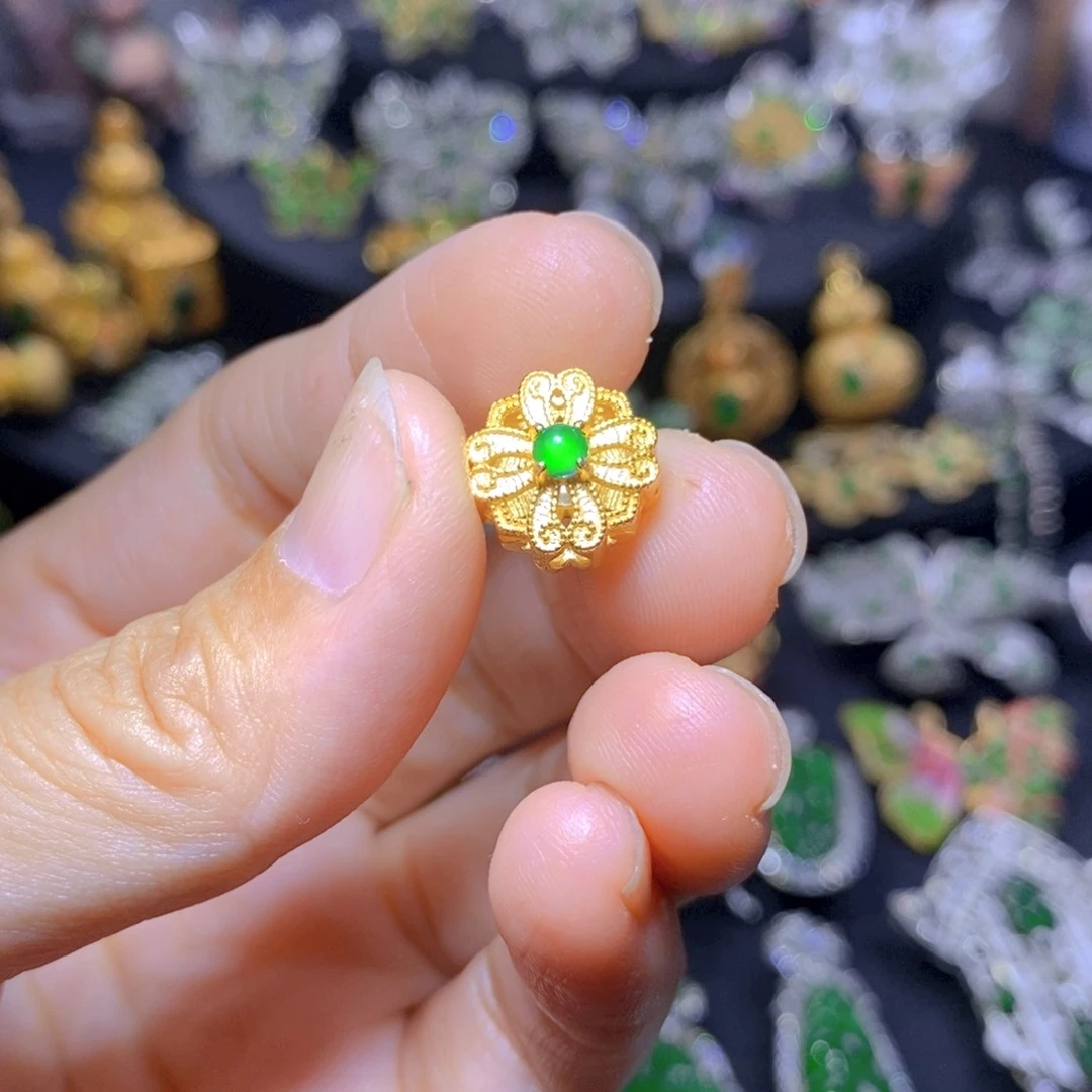 翡翠银S925镶嵌套链天然翡翠