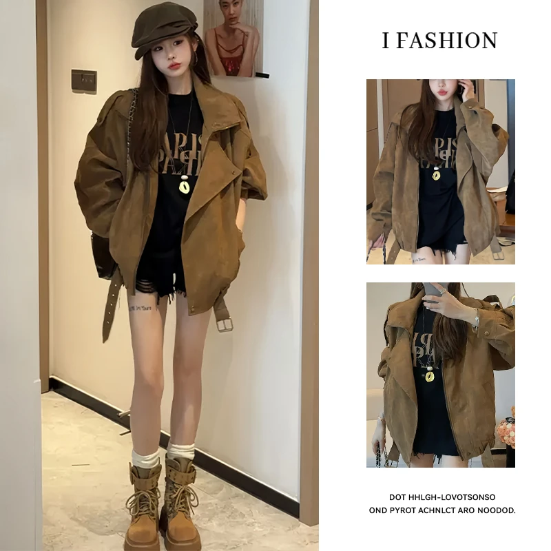 宽松复古时尚夹克短外套女2026年春秋新款百搭气质设计感开衫上衣