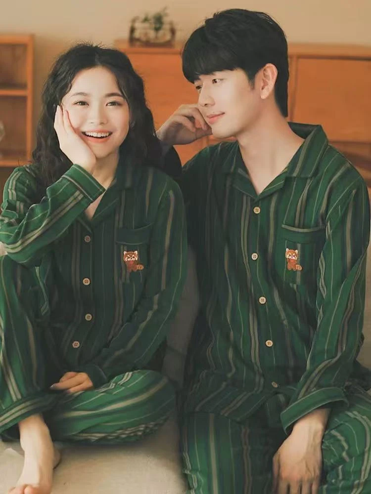 【条纹小浣熊】长袖长裤 新款潮牌可外微磨毛棉质居家睡衣服