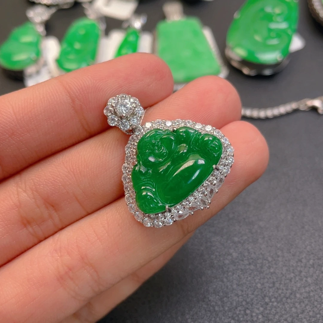 翡翠银S925镶嵌吊坠(不含链)