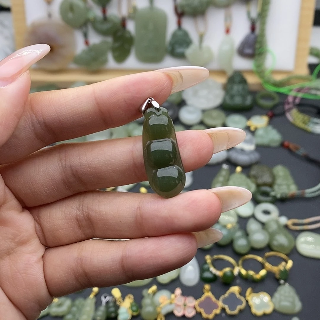 和田玉吊坠(不含链)银S925镶嵌