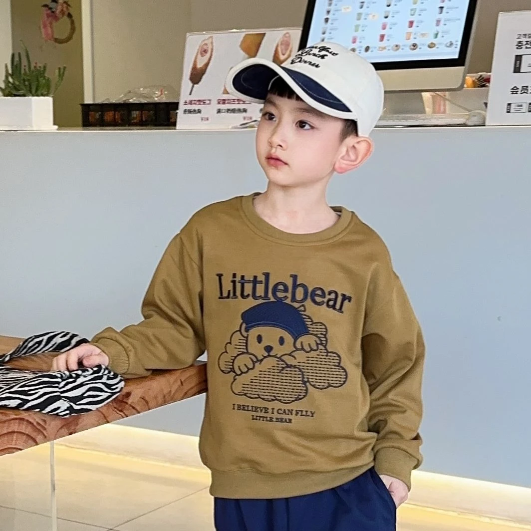 P601刺绣云朵部落熊儿童卫衣