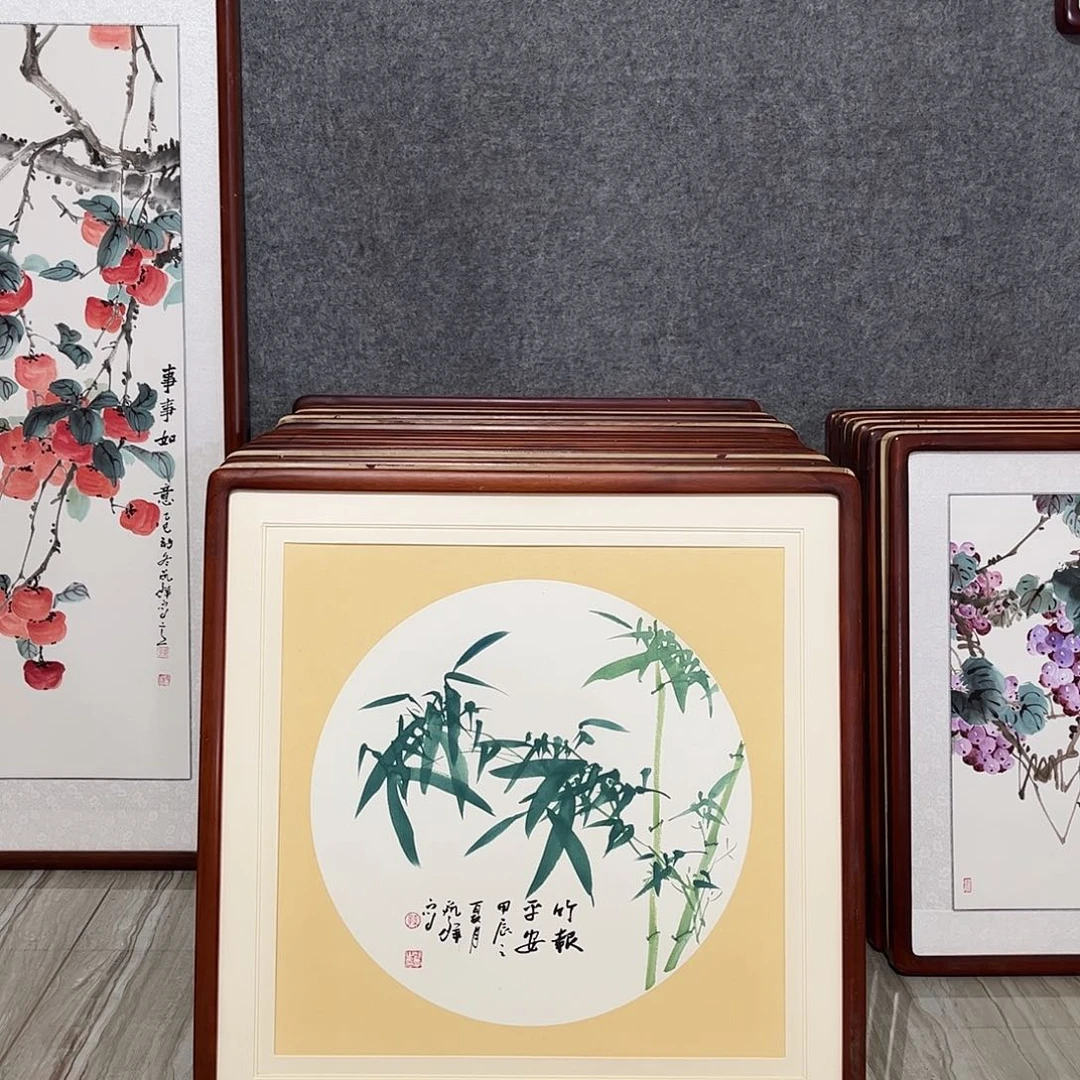 国画书画作品带框63×63