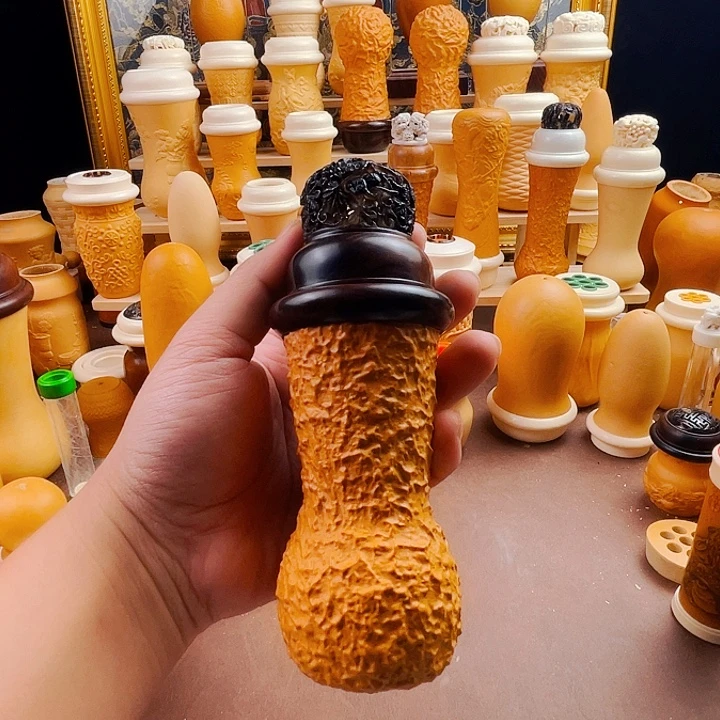 黑白虫葫芦，酸枝口盖，牛角带动蒙心