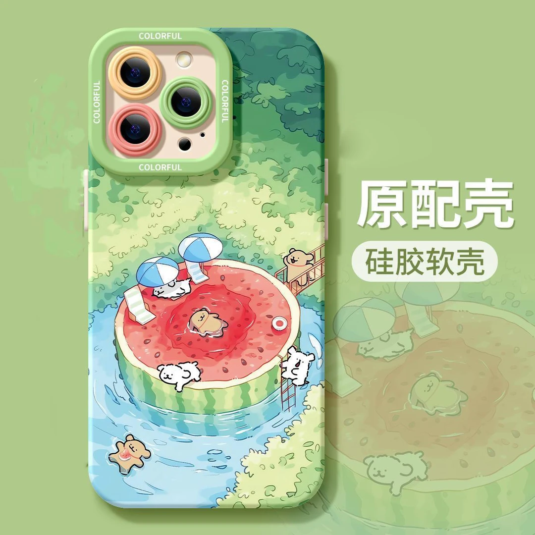 夏日清凉小狗手机壳适用苹果16pro华为荣耀小米15vivo/oppo瞳影