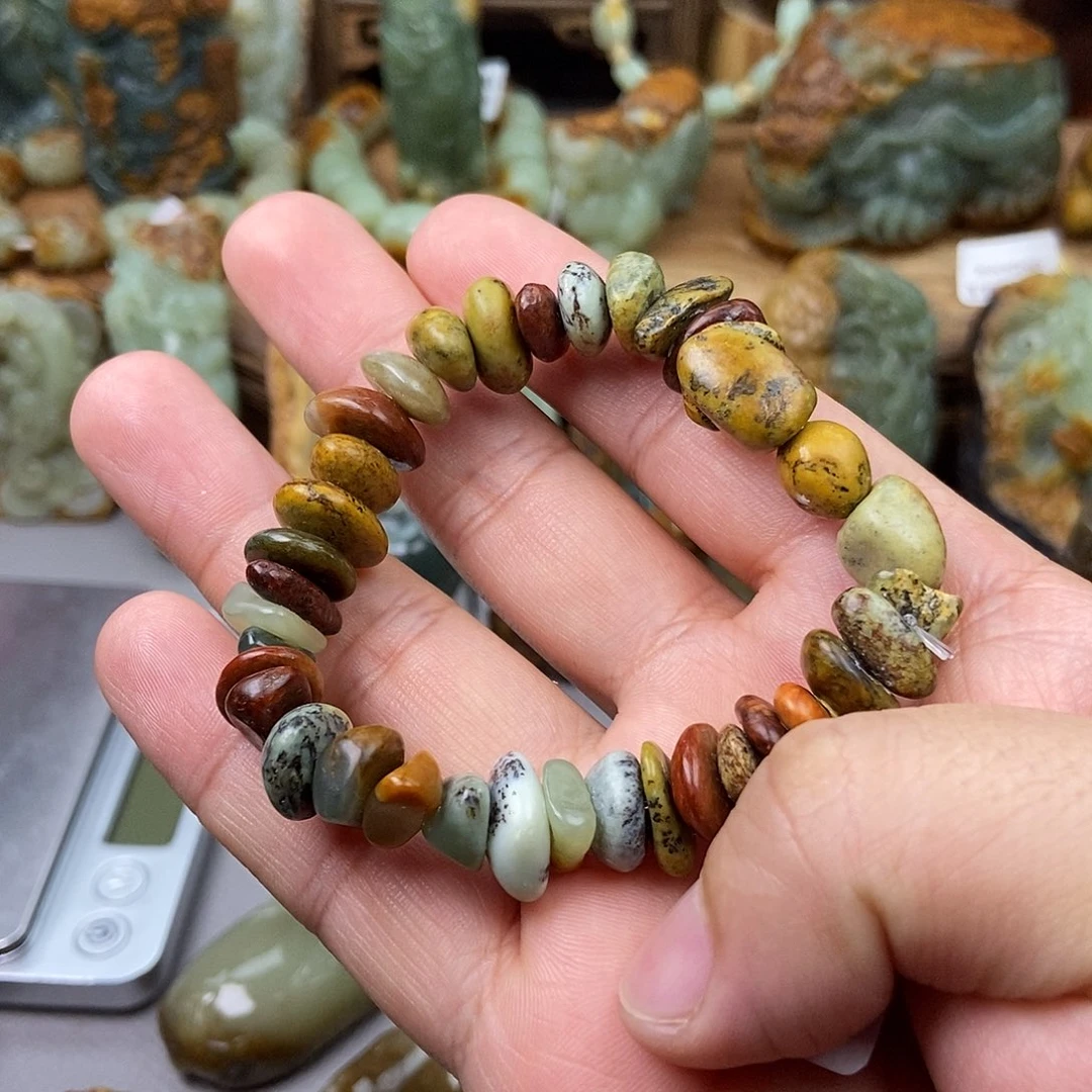 岫岩河磨玉（透闪石质玉）手串未镶嵌西*