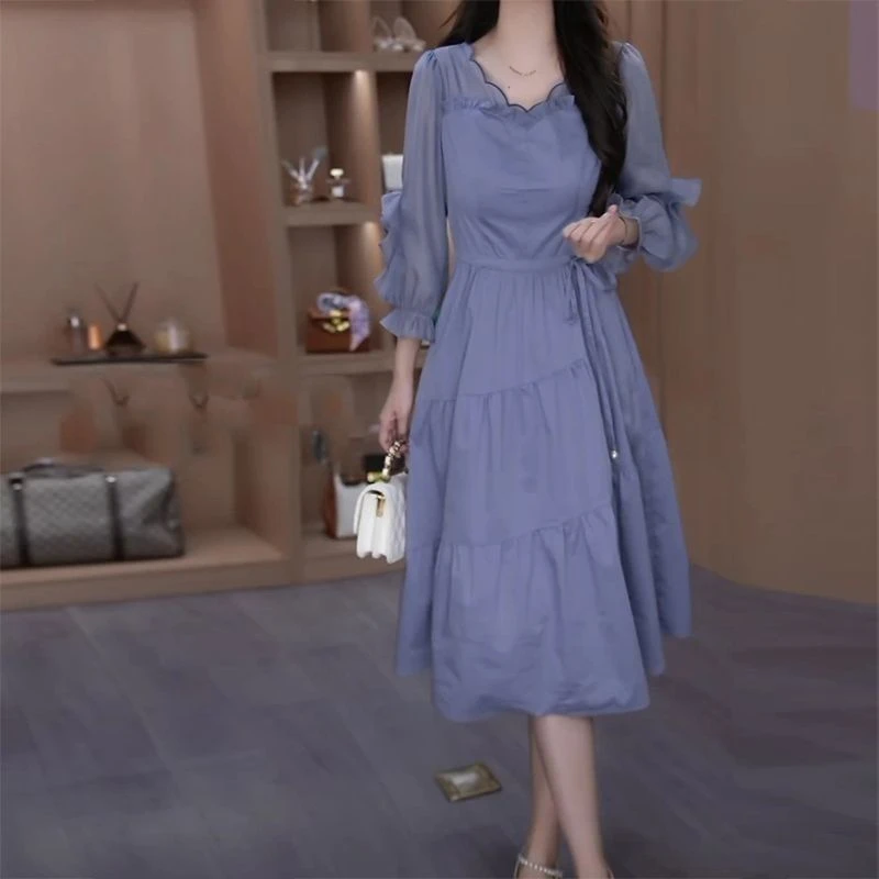 今年流行爆款气质连衣裙女春夏2025新款中老年收腰中长款a字裙子