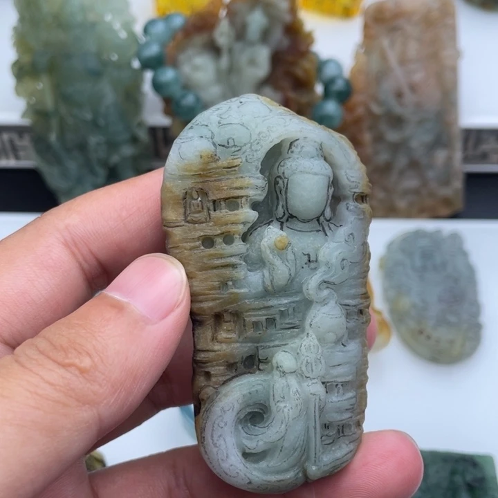 未镶嵌定制翡翠石窟佛