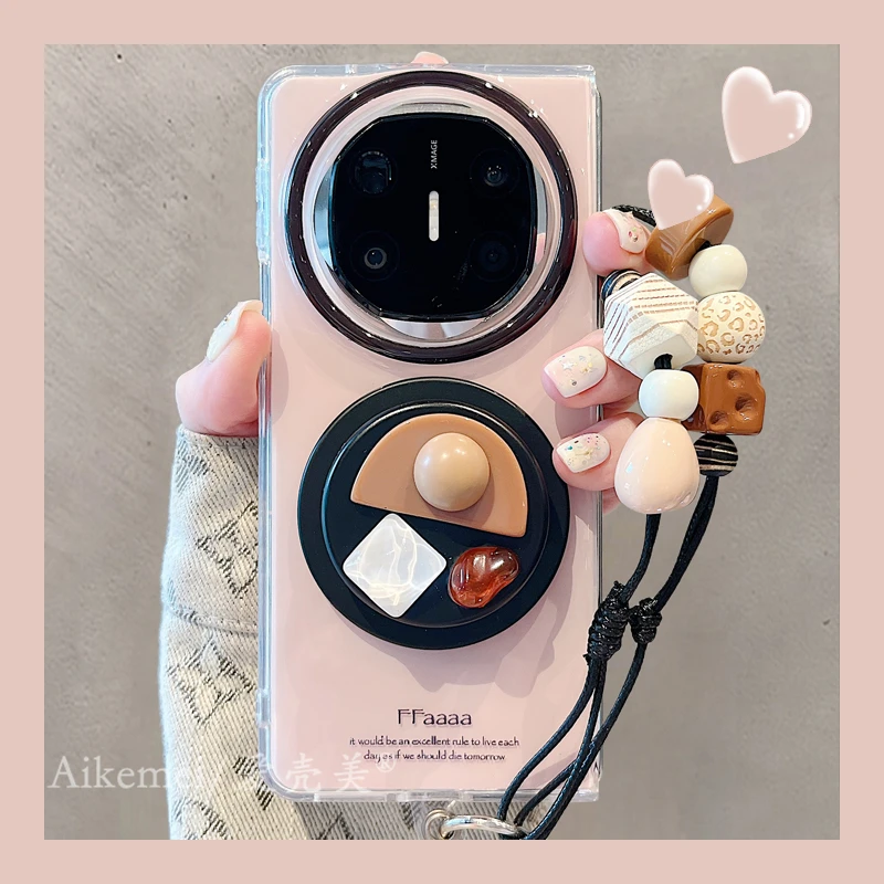 适用华为mateX6折叠屏手机壳MateX5典藏版纯色英文X3宝石磁吸支架