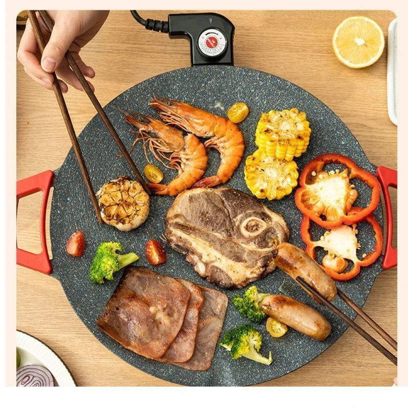 韩式家用电烤盘烤肉锅无烟不粘多功能烤锅烧烤煎肉电烧烤炉麦饭石