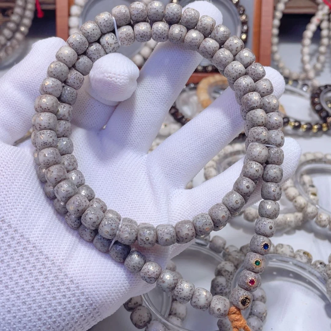 星月菩提手串石玉料糯冰龙鳞手工108