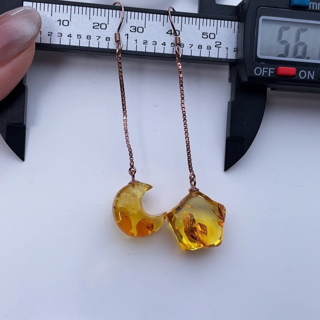 琥珀吊坠(赠链)银S925镀金镶嵌