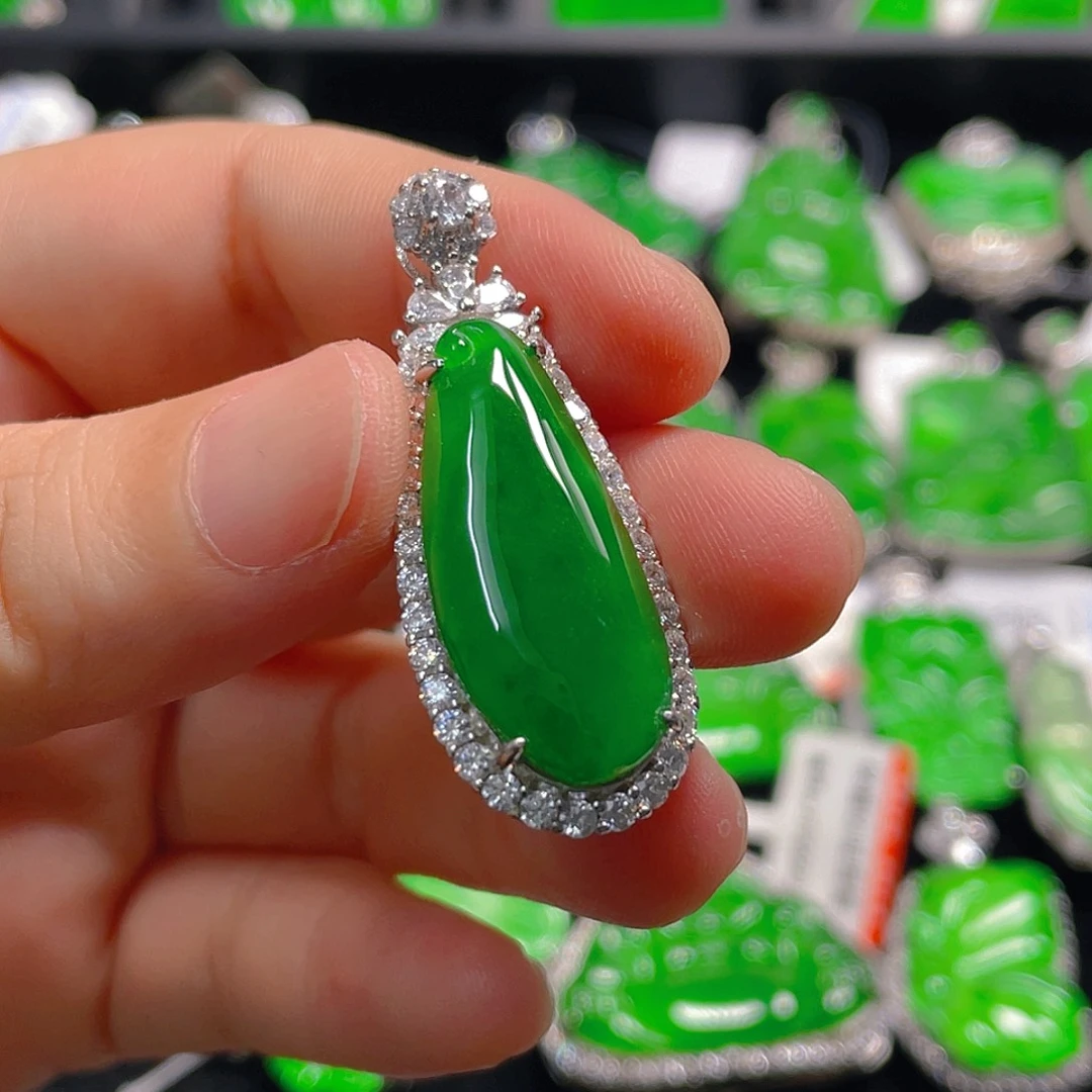 翡翠银S925镶嵌吊坠(不含链)