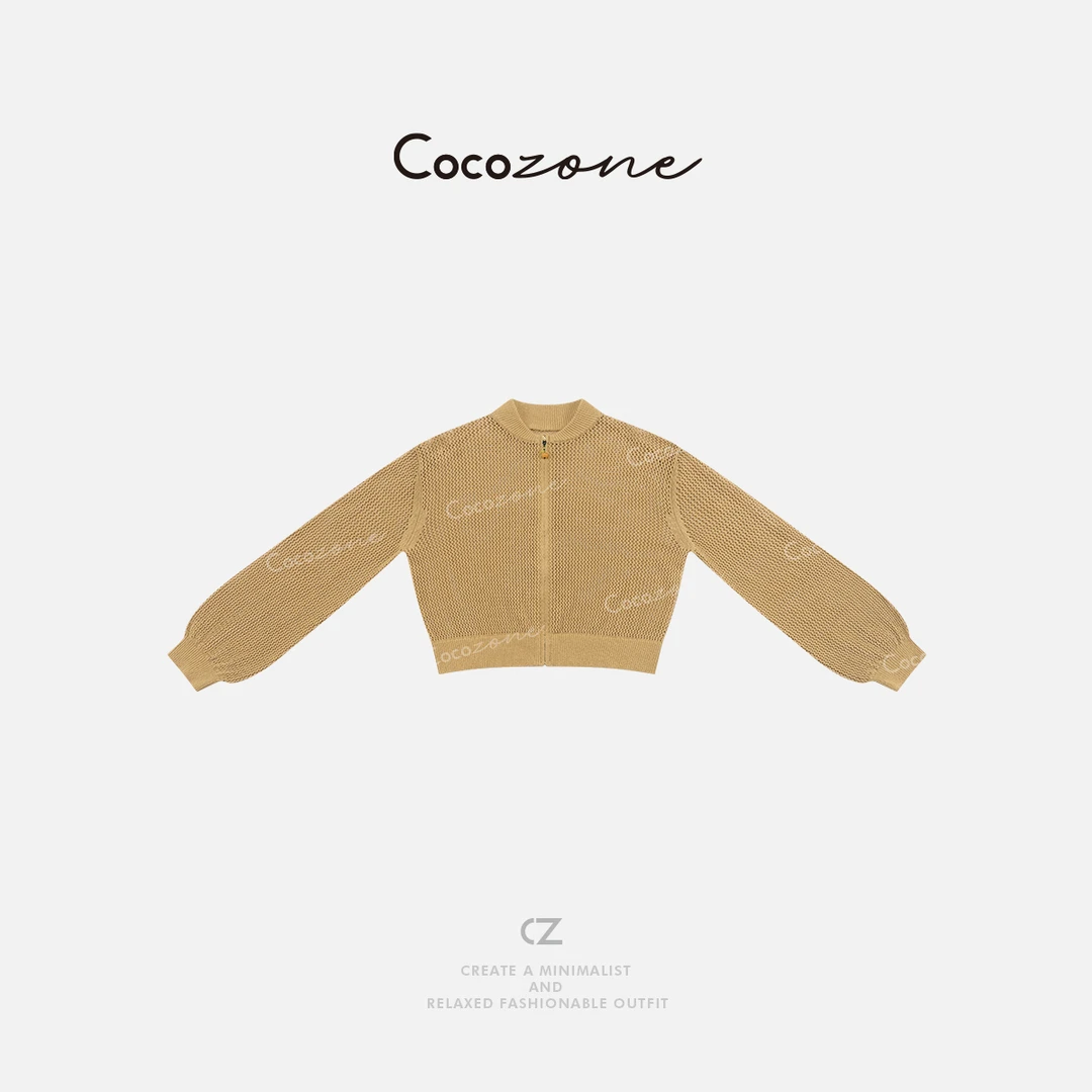 COCO ZONE 刘一一【精梳棉莱赛尔混纺】简约圆领镂空针织衫CD1A0613