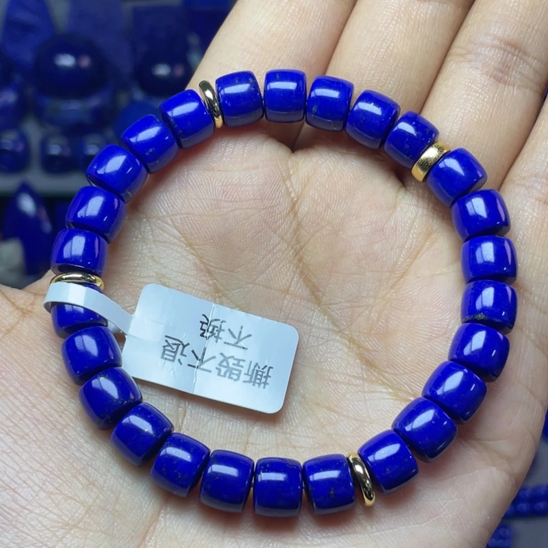 青金石未镶嵌8×6mm直切手串