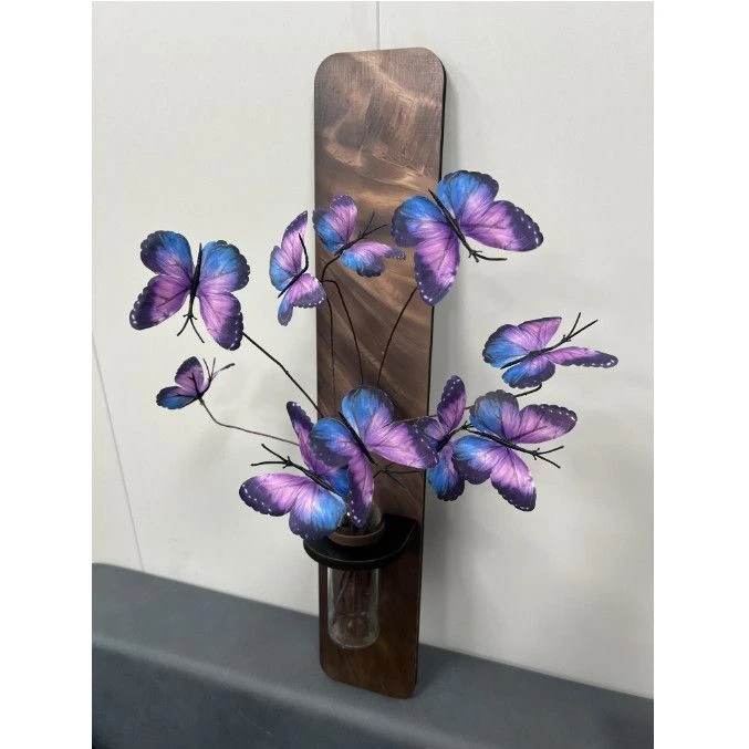 立体花瓶装饰画蝴蝶复古风客厅餐厅高级感挂画卧室床头画玄关623