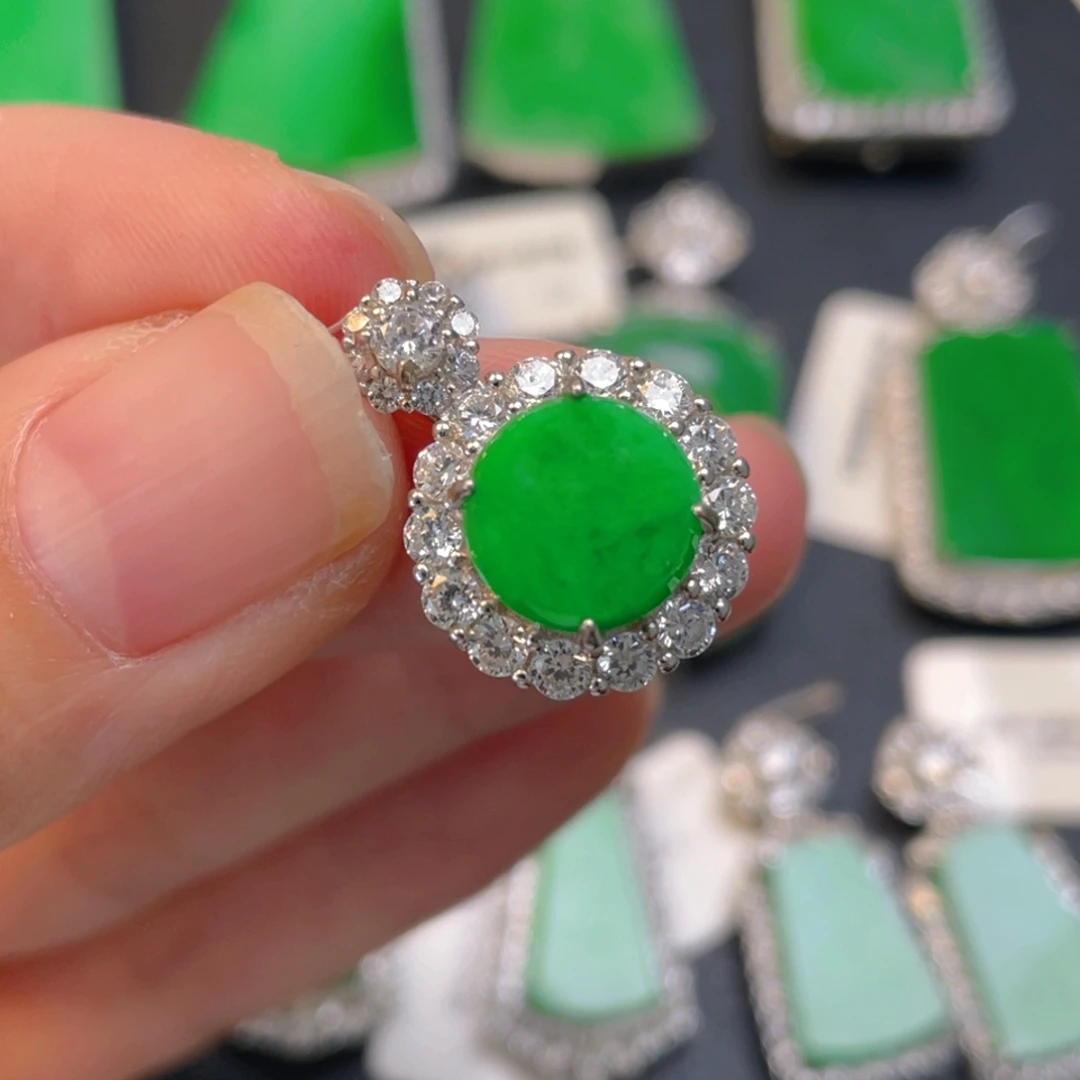 翡翠银S925镶嵌吊坠(不含链)