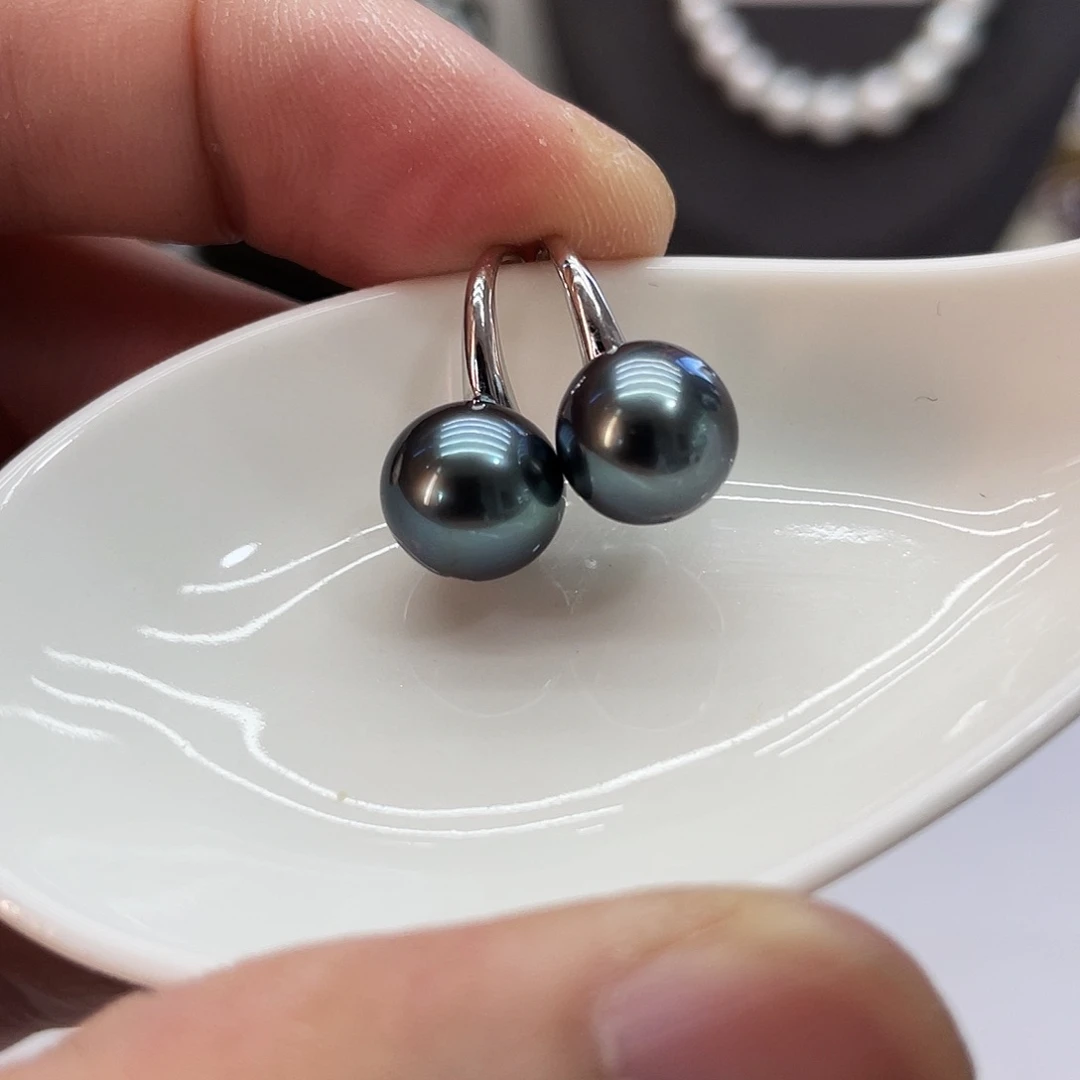 银S925镶嵌海水珍珠耳饰