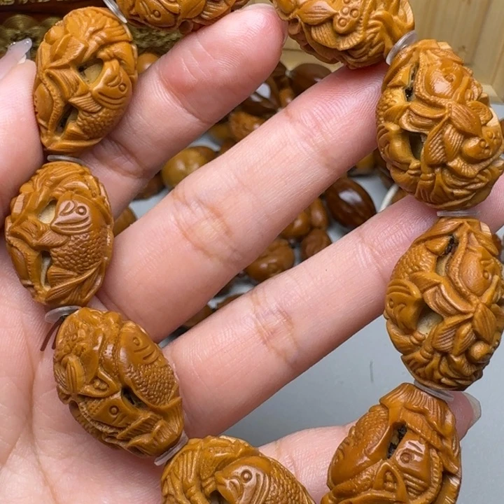 橄榄核手串/手链鱼戏莲花