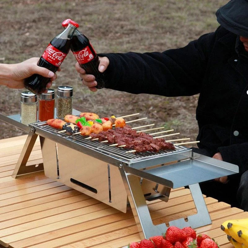 烤串碳烧烤架烤炉便携家用折叠加厚烧烤炉木炭不锈钢户外一号附近