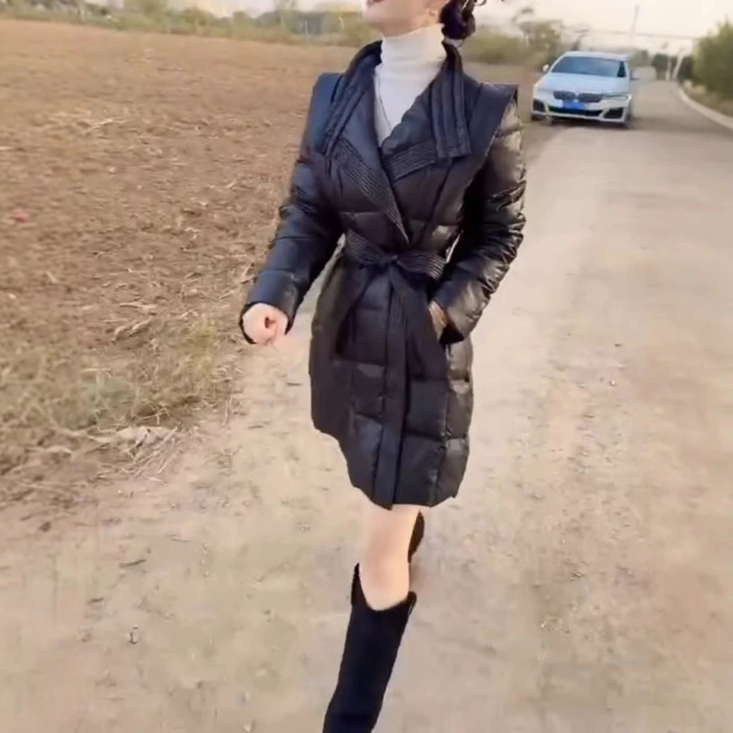 241260时尚气质潮流冬季新款时尚收腰显瘦中长款保暖棉服外套女