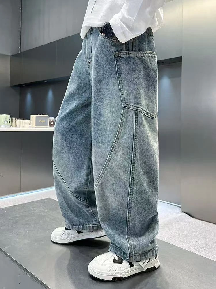 童装男童2025新款春秋款宽松牛仔裤中大童直筒秋装百搭弯刀裤子