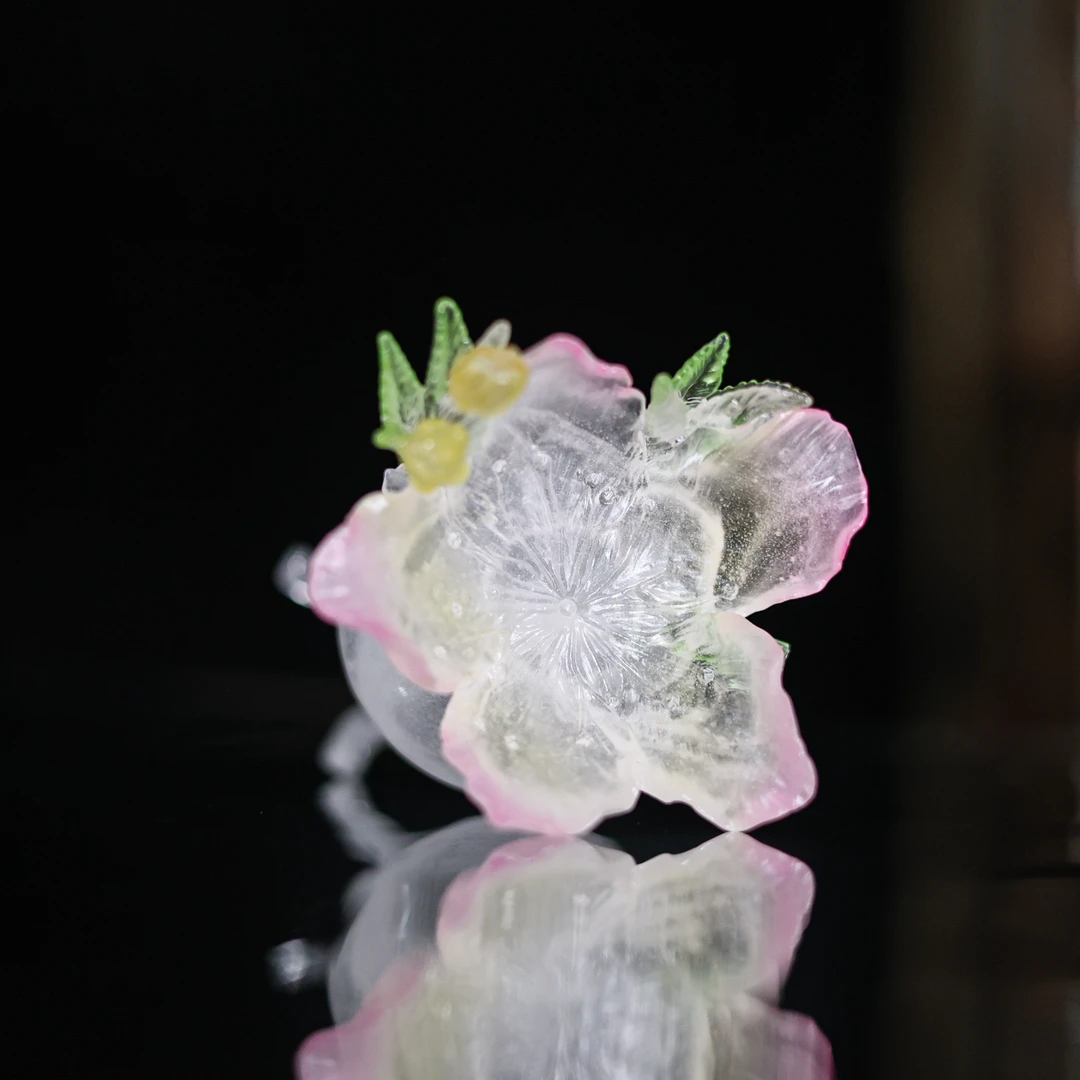 【福器】十二花神高足三月桃花 茶道零配（琉璃S0663）
