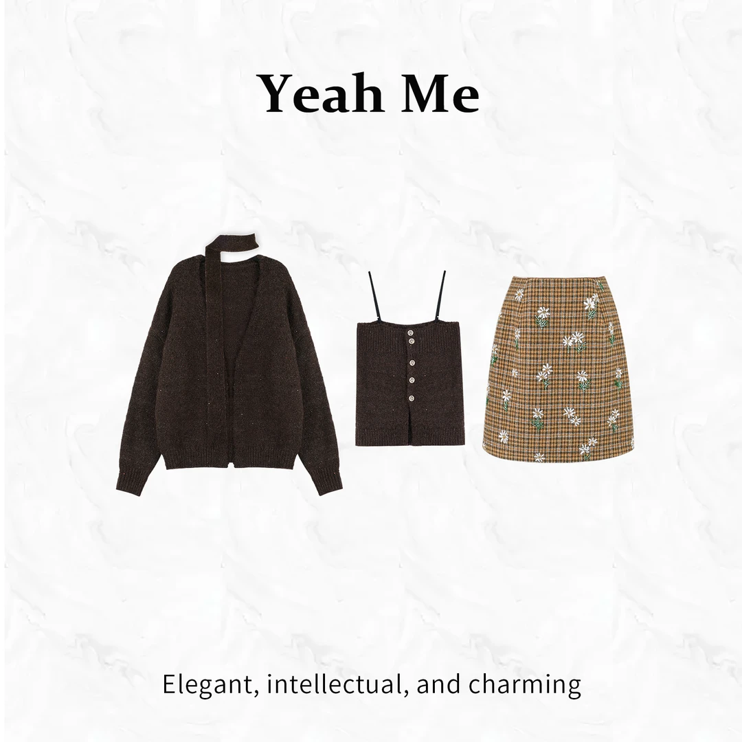 Yeah Me/也觅【晚秋回响】秋冬新款轻奢高级感短裙羊毛半身裙套装