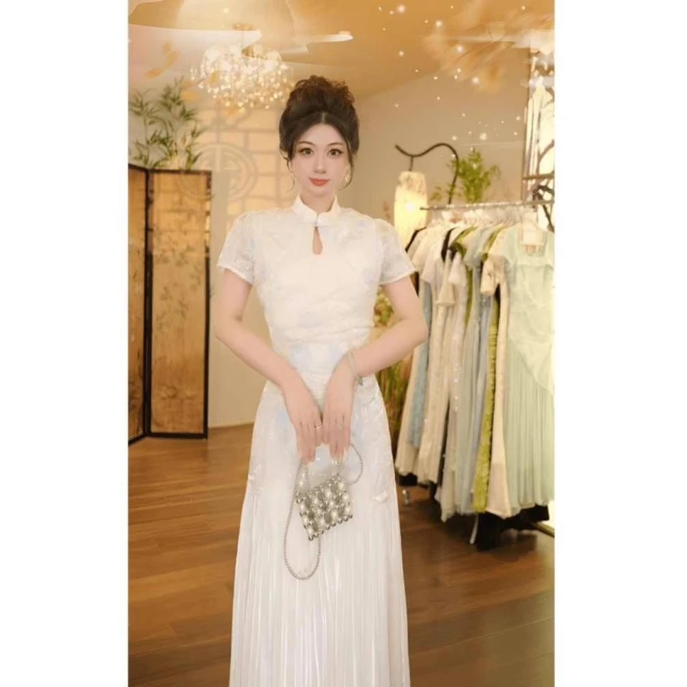 【有里布】新中式禅意立领旗袍女2025年夏季高级新款连衣裙D2155